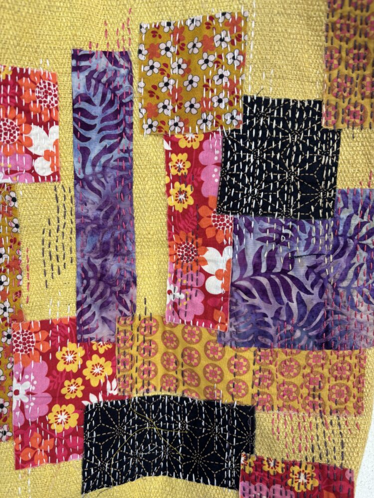 Handlenett i grov lin - brodert i boro/sashiko-teknikk - Bilde 4
